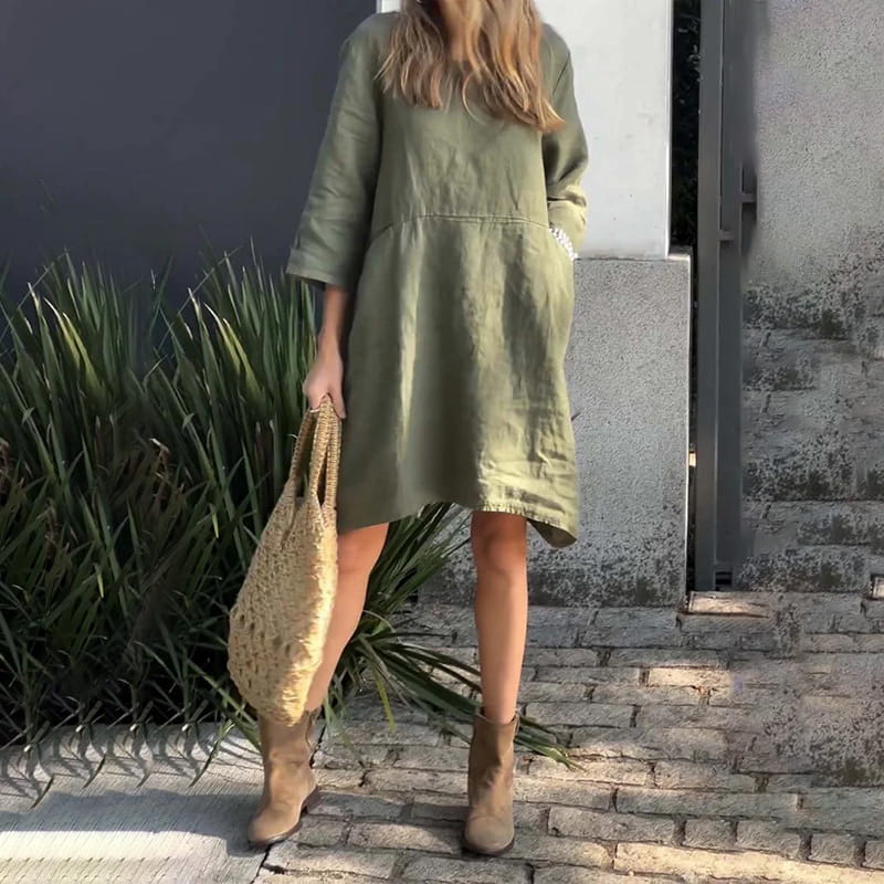 Airy summer dress with a loose fit & practical pocket – Malia-Pink-M-State of Style