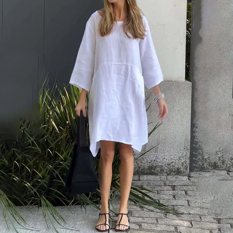 Airy summer dress with a loose fit & practical pocket – Malia-Pink-M-State of Style