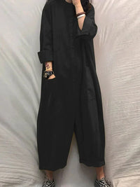 Airy summer jumpsuit with a wide cut for women – Livia-Black-S-State of Style
