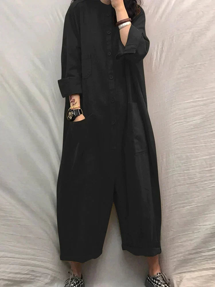 Airy summer jumpsuit with a wide cut for women – Livia-Black-S-State of Style