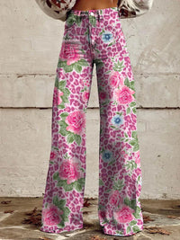 Airy Women’s Long Pants – Lina-Pink Flowers-S-State of Style