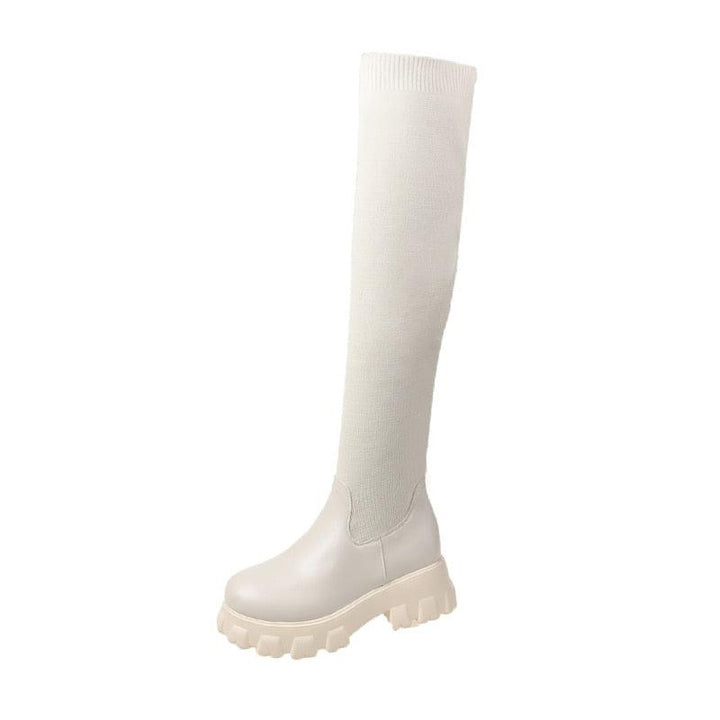 AlexiaBoots – Women's Vegan Leather Boots-White-3.0-State of Style