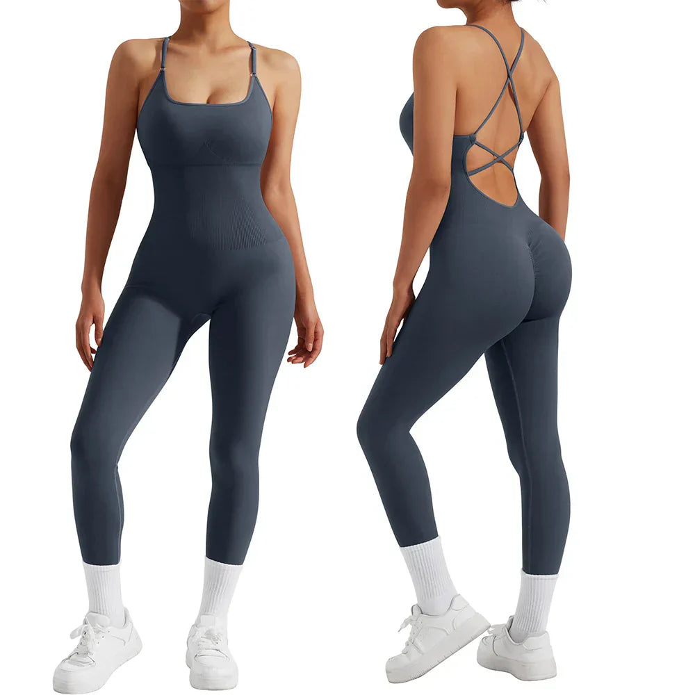 All-Season Women's Fitness Jumpsuit - Nova-Grey-S-State of Style