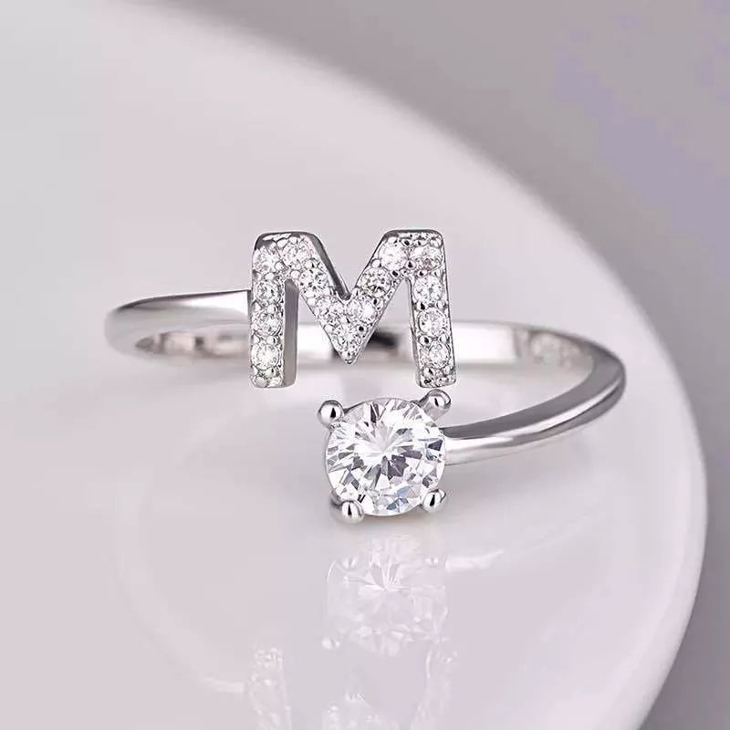 Alphabet Letter Ring | Silver | Adjustable-Silver-A-State of Style
