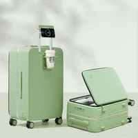 Aluminium frame hard shell suitcase with USB port – Turin-Green-S (42 L)-State of Style