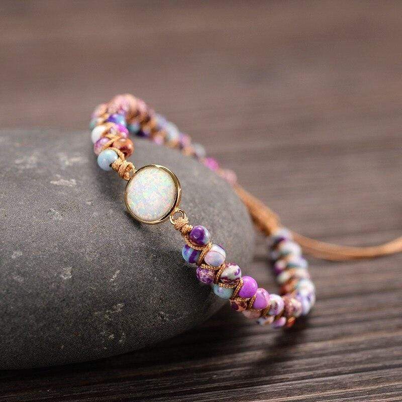 Amethyst Opal Yoga Bracelet - Aurielle-Pink-State of Style