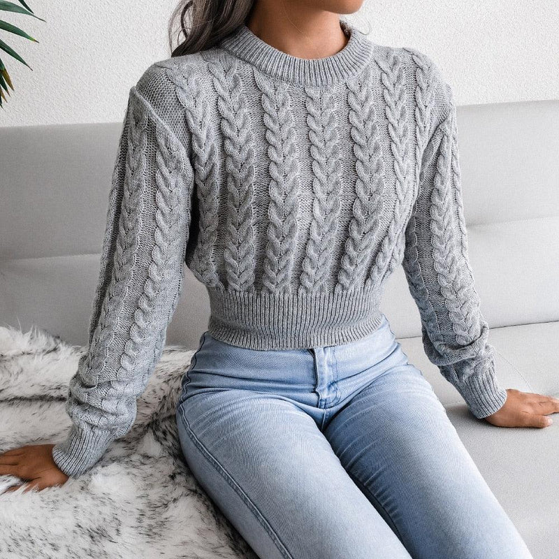 AnikasShirt | Women's Knitted Sweater-Grey-S-State of Style