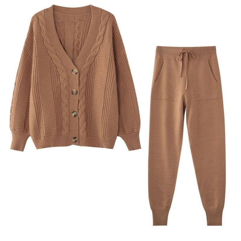 AnneliesSet | Comfortable 2-Piece Set for Women | Vest and Trousers-Brown-State of Style