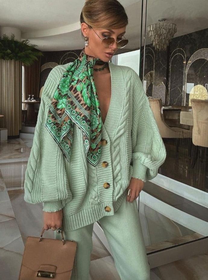 AnneliesSet | Comfortable 2-Piece Set for Women | Vest and Trousers-Light Green-State of Style
