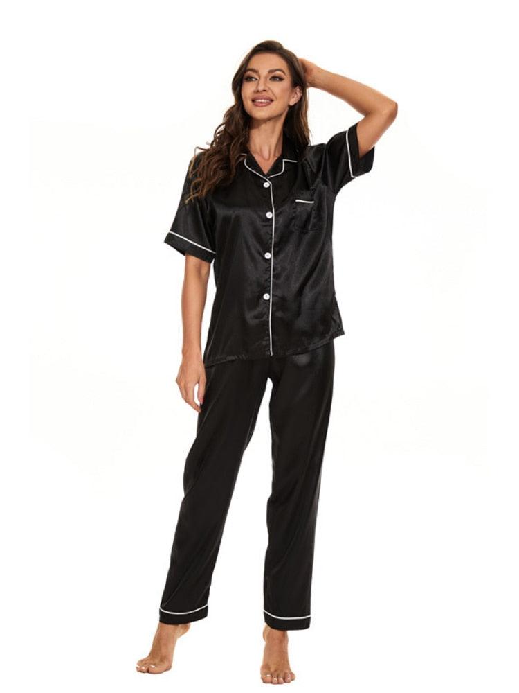AnnemarijesPyjamas | Women’s Satin Pyjamas-Black-M-State of Style