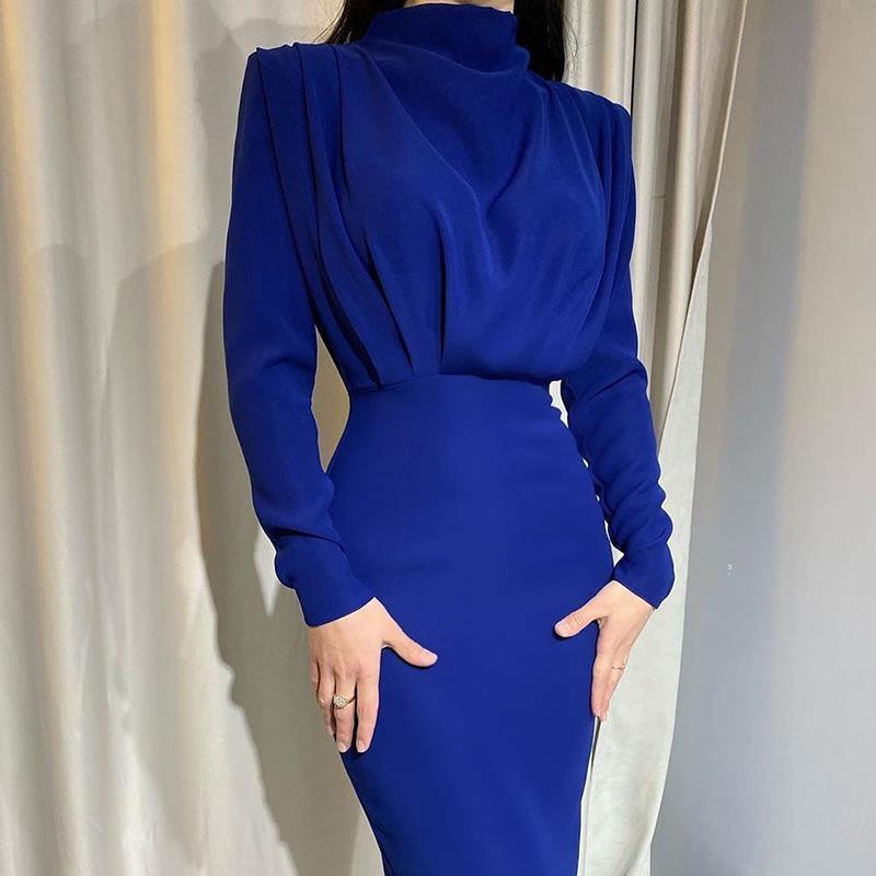 Annemarine Women's Elegant Dress-Navy Blue-S-State of Style