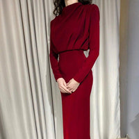 Annemarine Women's Elegant Dress-Wine Red-S-State of Style