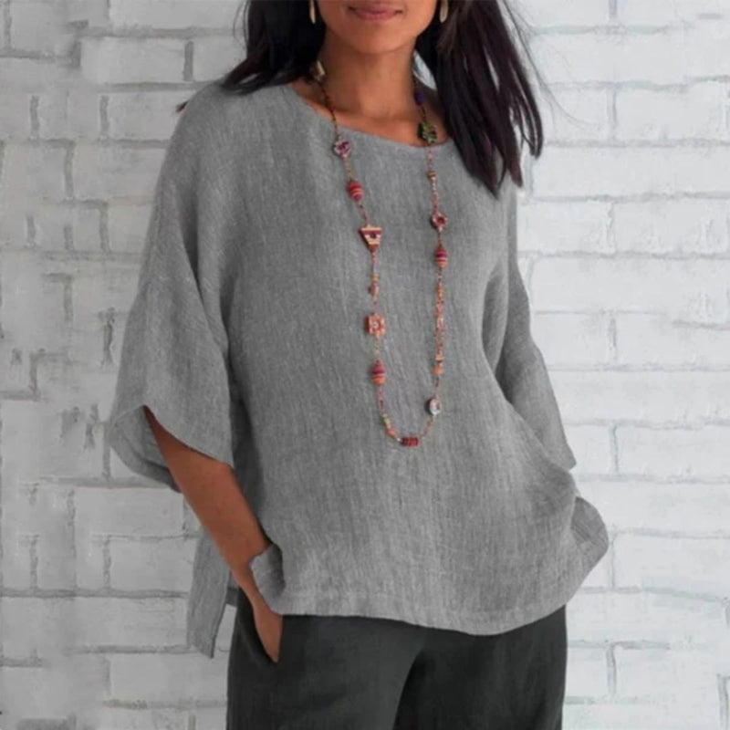Annette Linen Top | Effortlessly Stylish and Comfortable-Grey-S-State of Style