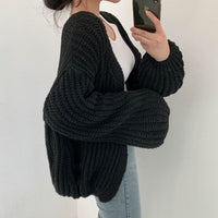 AnniesVest | Chunky Knit Oversized Cardigan-Black-One Size (Oversized Fit)-State of Style