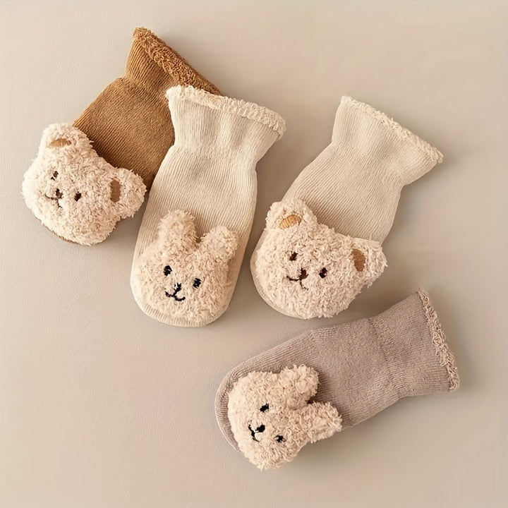 Anti-slip baby socks - Mila | With cute bear design-Beige Beer-S/0-1 Year-State of Style