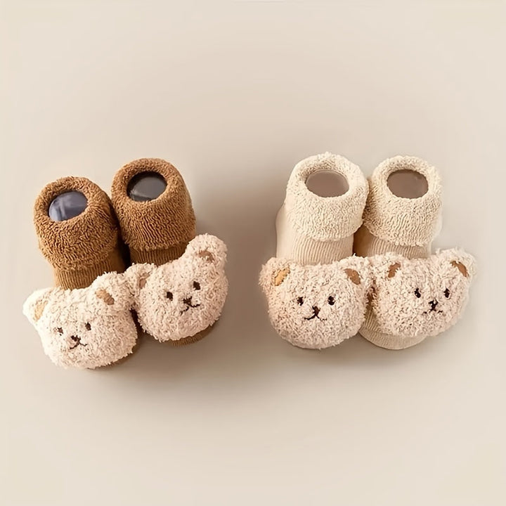 Anti-slip baby socks - Mila | With cute bear design-Beige Beer-S/0-1 Year-State of Style