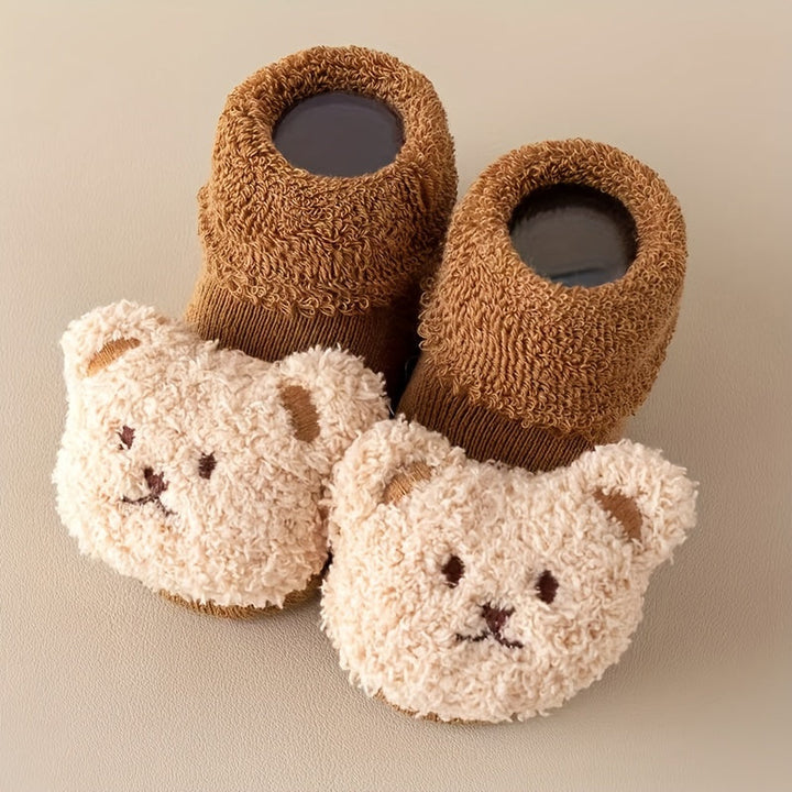 Anti-slip baby socks - Mila | With cute bear design-Beige Beer-S/0-1 Year-State of Style