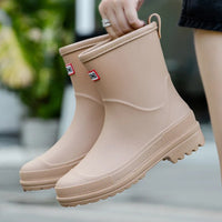 AquaStride 2.0 | Stylish Mid-Calf Waterproof Rain Boots for Women-Khaki-5-State of Style