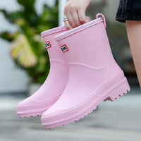 AquaStride 2.0 | Stylish Mid-Calf Waterproof Rain Boots for Women-Pink-5-State of Style