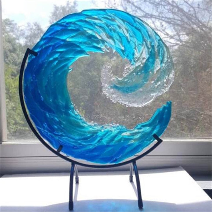 AquaWave Glass Sculpture-Small: 23.5 cm-State of Style