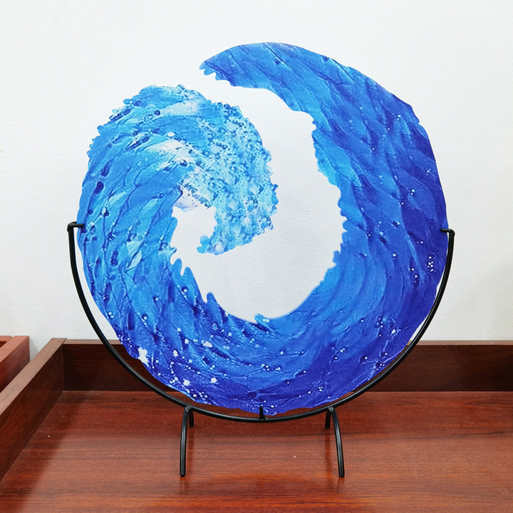 AquaWave Glass Sculpture-Small: 23.5 cm-State of Style