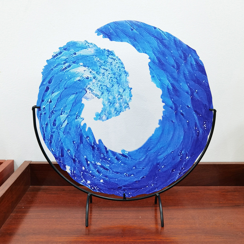AquaWave Glass Sculpture-Small: 23.5 cm-State of Style