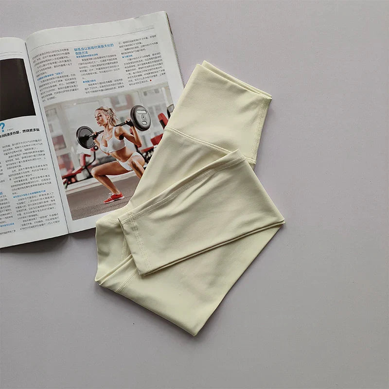 Aria High-Waist Hip-Lifting Yoga Leggings-Beige-S-State of Style