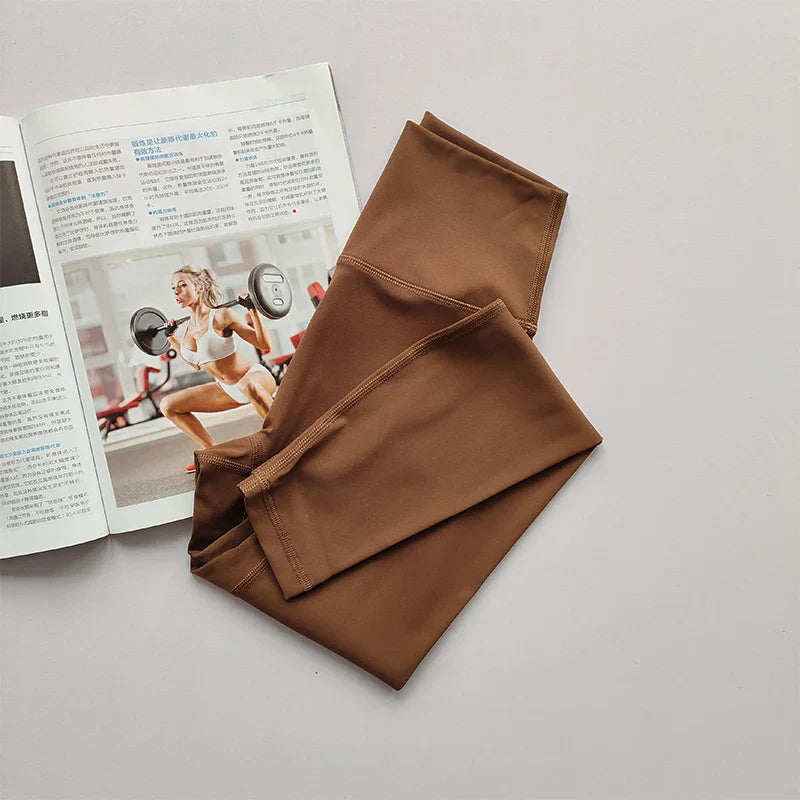Aria High-Waist Hip-Lifting Yoga Leggings-Brown-S-State of Style