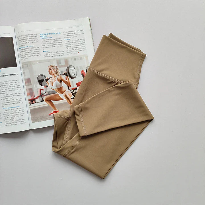 Aria High-Waist Hip-Lifting Yoga Leggings-Light Brown-S-State of Style