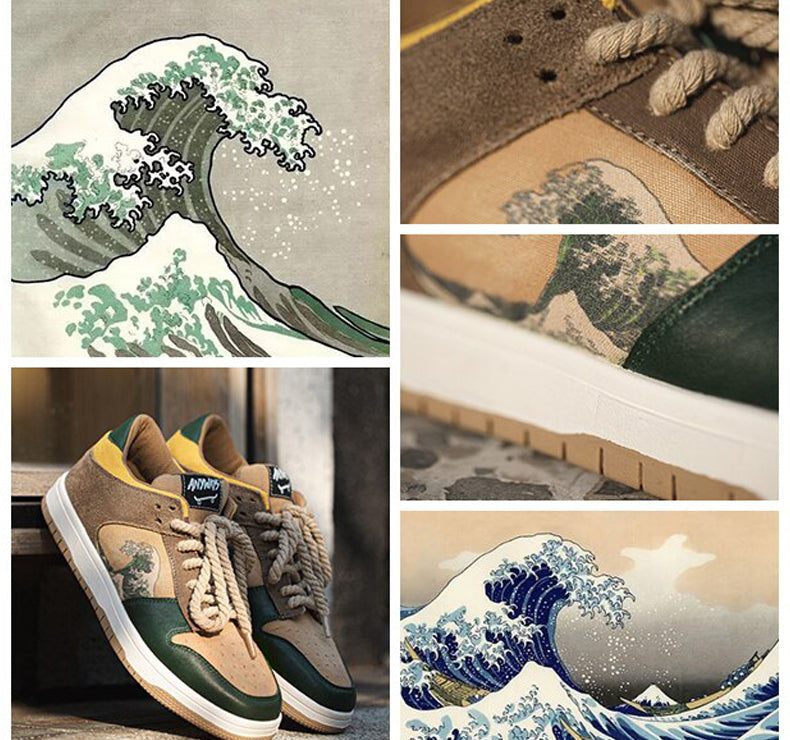 Artistic ladies and gentlemen's platform sneakers with wave design – Daiki-3-State of Style