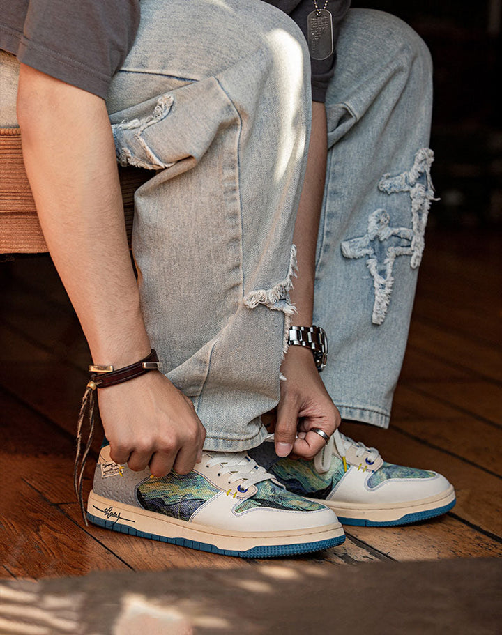 Artistic unisex sneakers with starry night design & comfort sole – Lior-5-State of Style