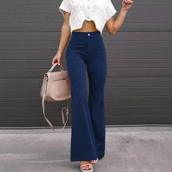Ladies' wide-leg trousers made from organic cord with a high waist – Elegance Spice