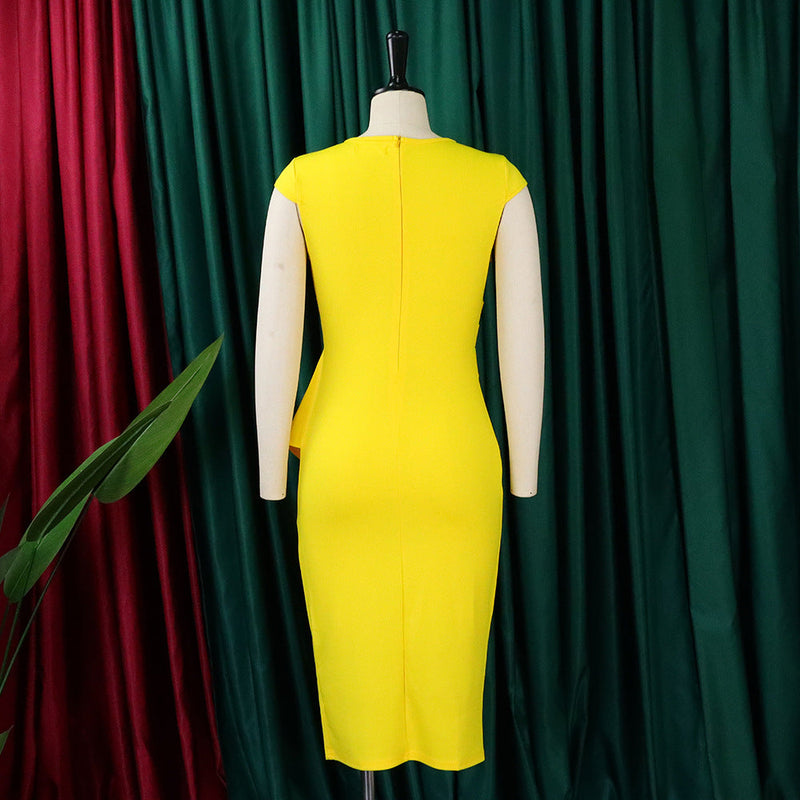 Asymmetric Sleeveless Plus Size Dress-Blue-S-State of Style