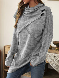 Asymmetrical Shirt with Waterfall Collar - Liora-Blue-S-State of Style