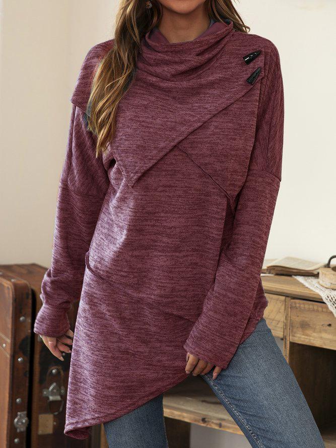 Asymmetrical Shirt with Waterfall Collar - Liora-Wine Red-S-State of Style