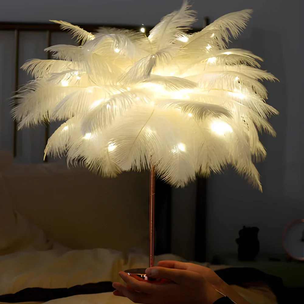 Atmospheric Veer Palm Tree Lamp - LumaPalm-White-Rose Gold-State of Style
