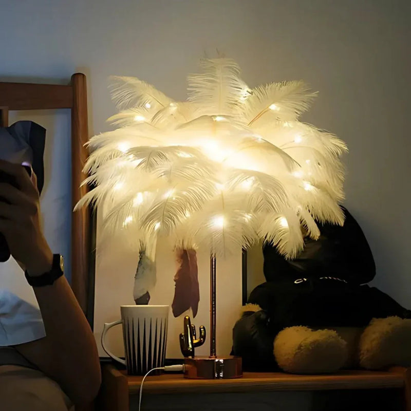 Atmospheric Veer Palm Tree Lamp - LumaPalm-White-Rose Gold-State of Style