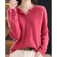 Aurora Luxe Women's Cardigan-Dark Pink-S-State of Style