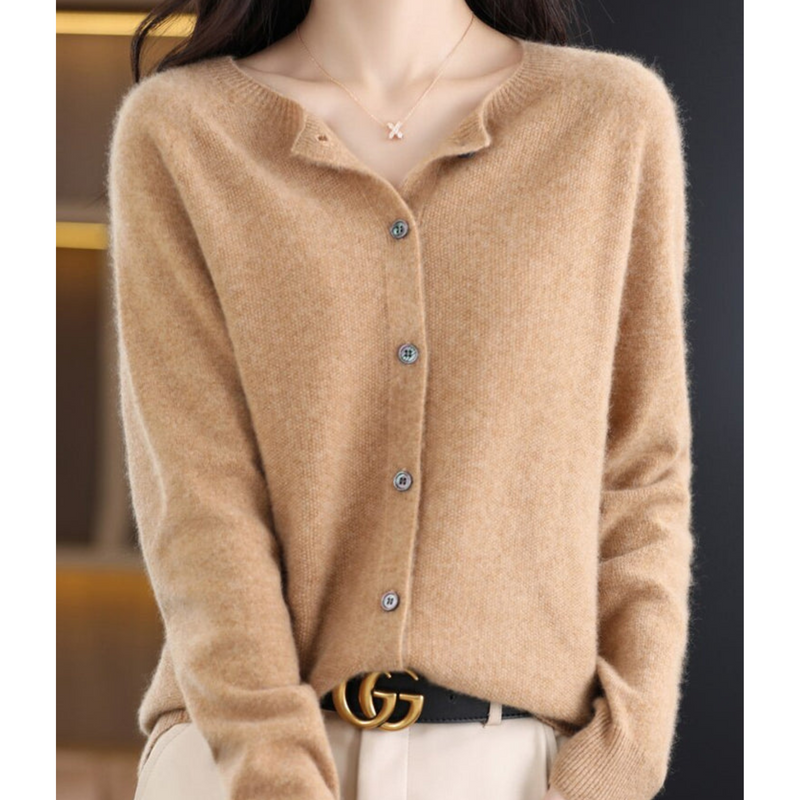 Aurora Luxe Women's Cardigan-Light Brown-S-State of Style