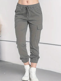 Aveline | Spring Cargo Pants with Drawstring-Grey-M-State of Style