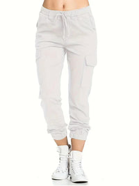 Aveline | Spring Cargo Pants with Drawstring-White-M-State of Style