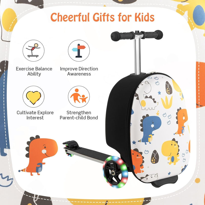 Children’s 2-in-1 Ride-On Scooter Suitcase with LED Wheels