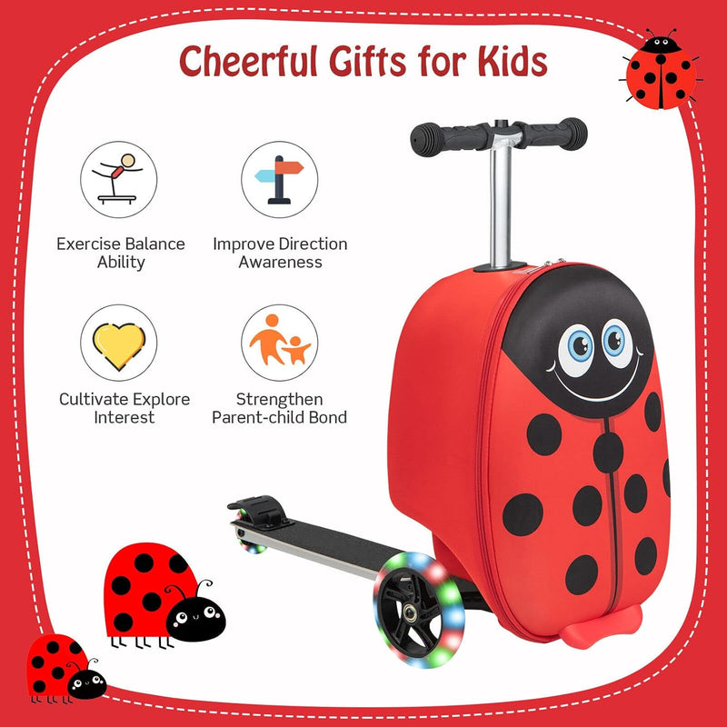 Children’s 2-in-1 Ride-On Scooter Suitcase with LED Wheels