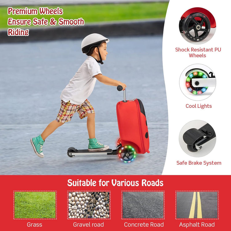 Children’s 2-in-1 Ride-On Scooter Suitcase with LED Wheels