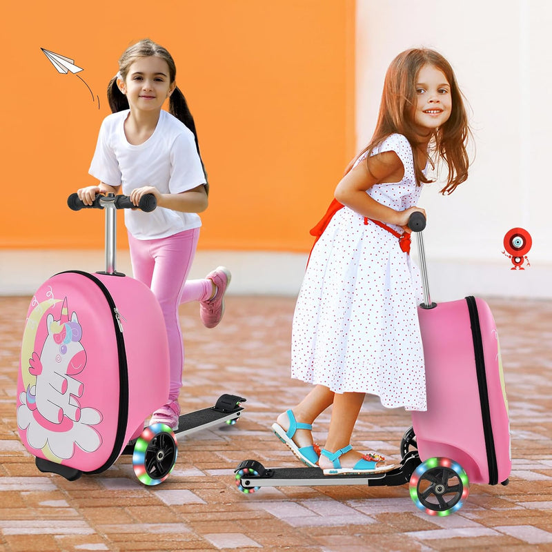 Children’s 2-in-1 Ride-On Scooter Suitcase with LED Wheels
