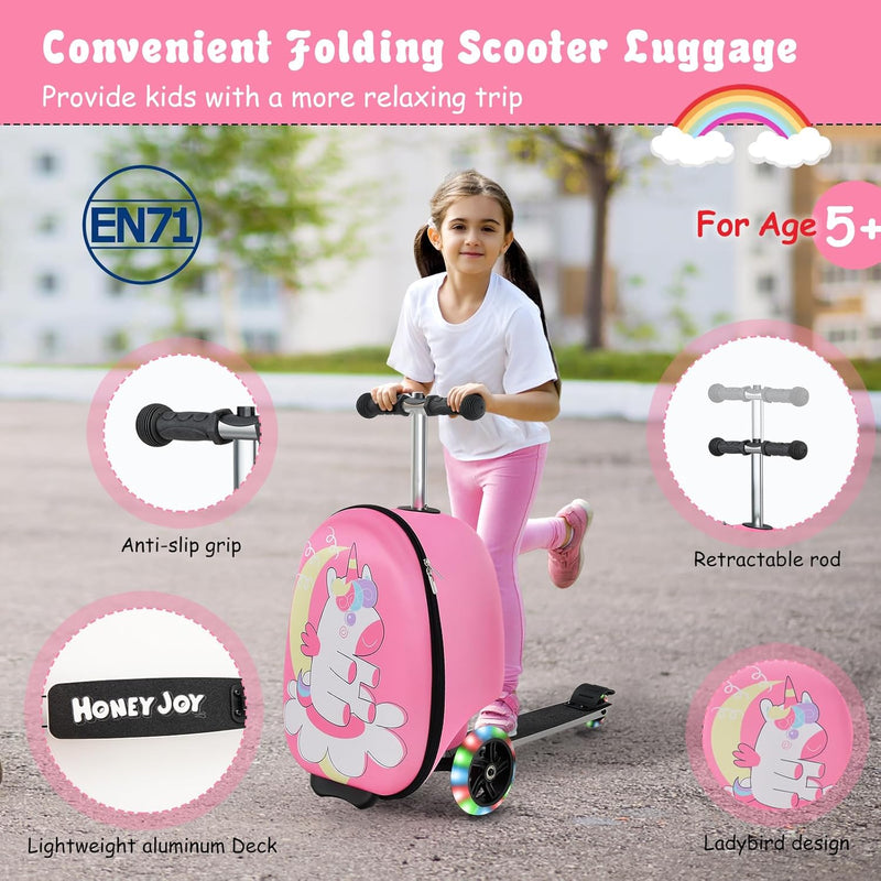 Children’s 2-in-1 Ride-On Scooter Suitcase with LED Wheels