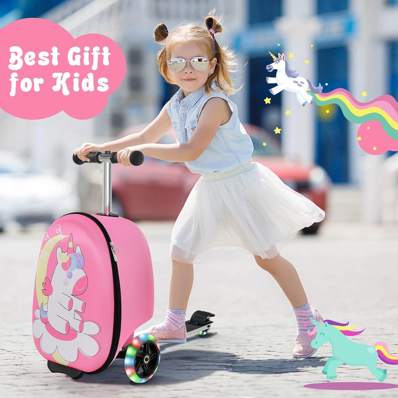 Children’s 2-in-1 Ride-On Scooter Suitcase with LED Wheels