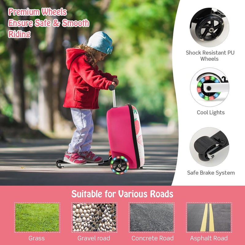 Children’s 2-in-1 Ride-On Scooter Suitcase with LED Wheels