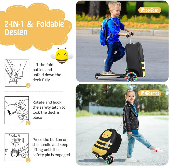 Children’s 2-in-1 Ride-On Scooter Suitcase with LED Wheels