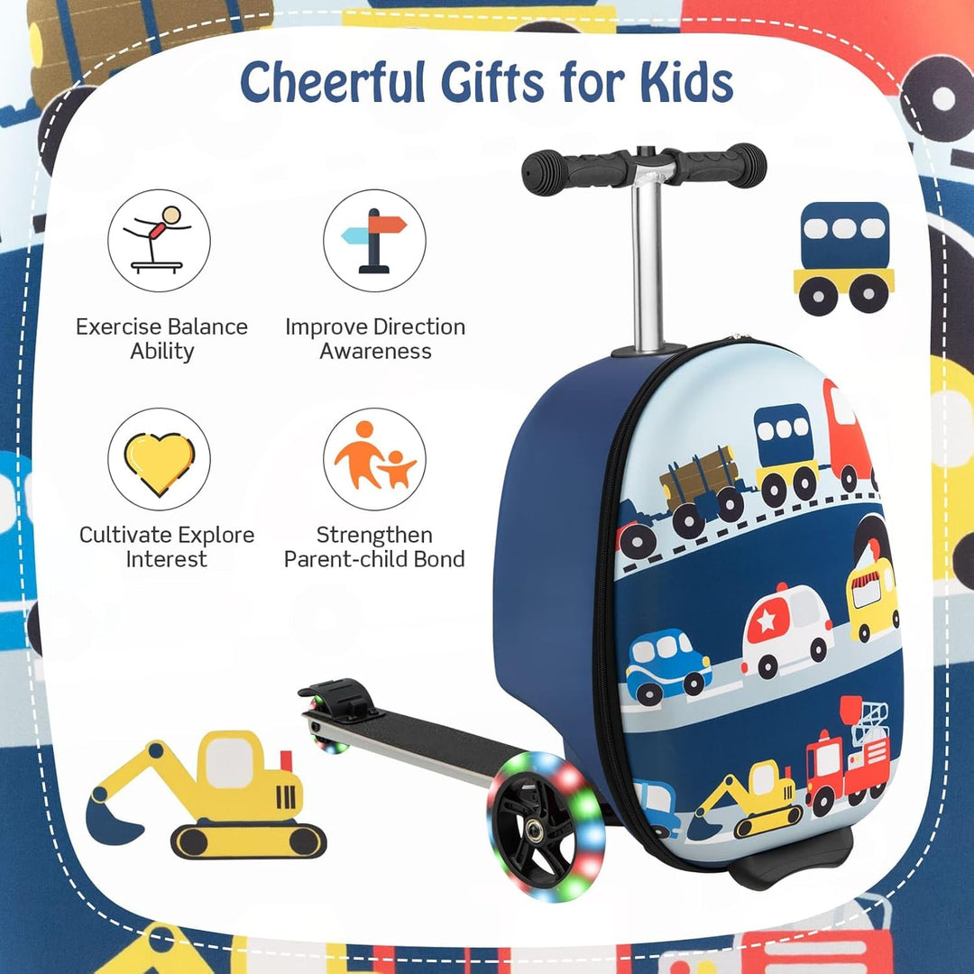 Children’s 2-in-1 Ride-On Scooter Suitcase with LED Wheels